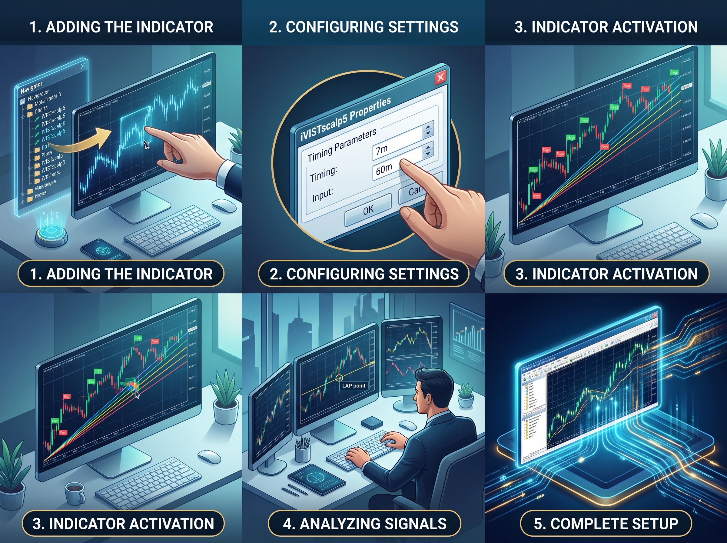 Guide to adding, configuring and activating iVISTscalp5 in MetaTrader 5