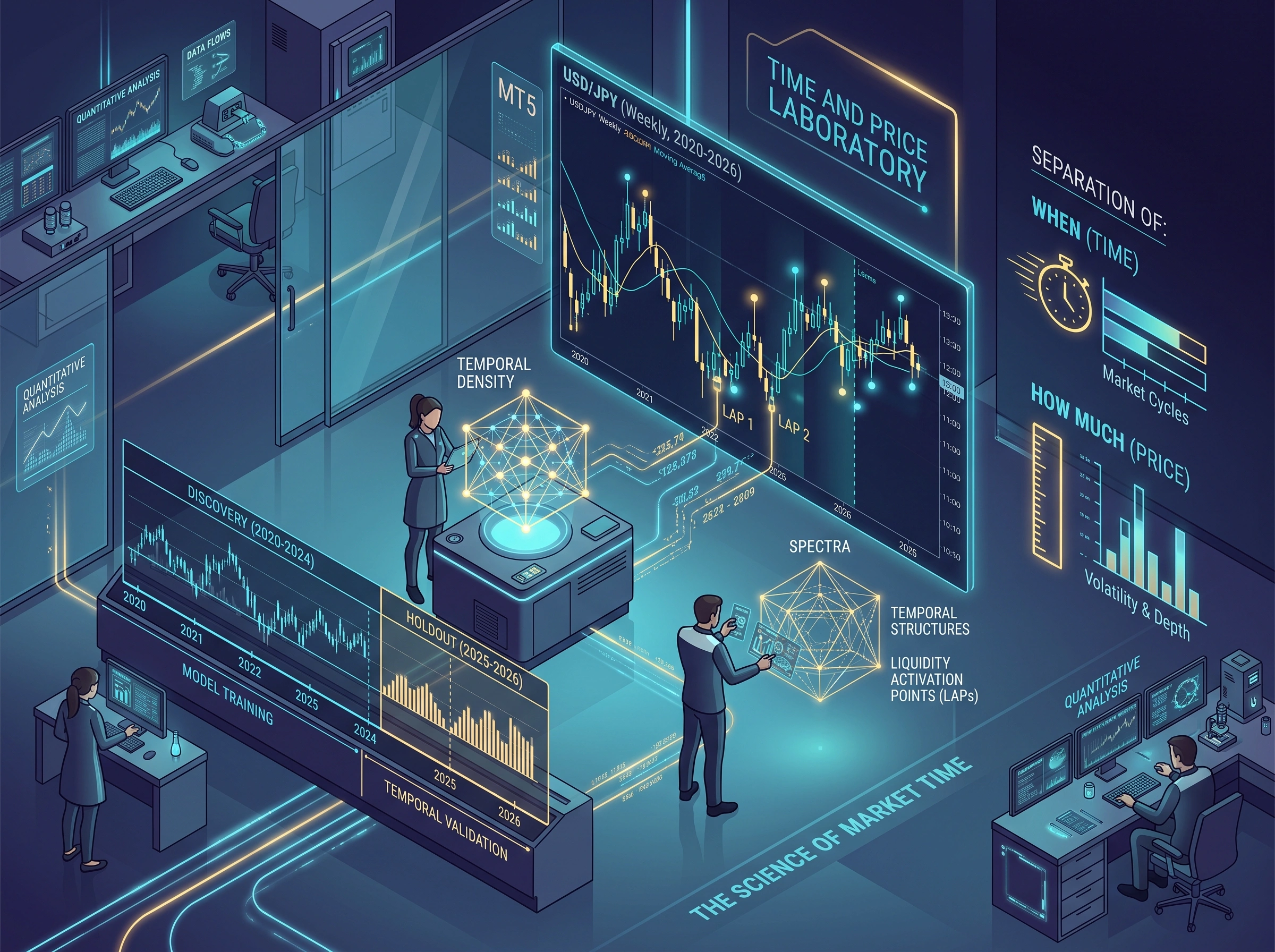 Researching the influence of time on financial markets with LAPs and temporal structures